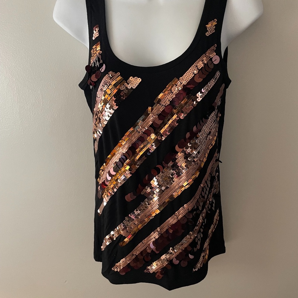 Calvin Klein tank top ba=lack gold sequin sparkles size XS